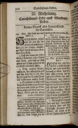 III. Abtheilung. Catechismus-Lehr- und Glaubens-Lieder.