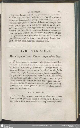 Livre Troisième. Des Corps ou des Fluides impondérables