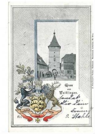 Waiblingen, darunter das württembergische Wappen