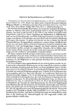 Rezensionen und Hinweise : Allgemeine Quellenpublikationen und Hilfsmittel