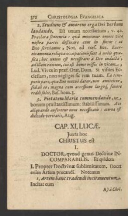 Cap. XI. Lucae. Iuxta hoc Christus est ...