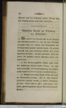 Allgemeine Regeln zur Erhaltung der Gesundheit