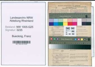 Entnazifizierung Franz Buecking , geb. 19.04.1885 (Geschaeftsinhaber)