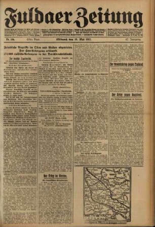 Erste Ausgabe vom Mittwoch, den 19. Mai 1915.