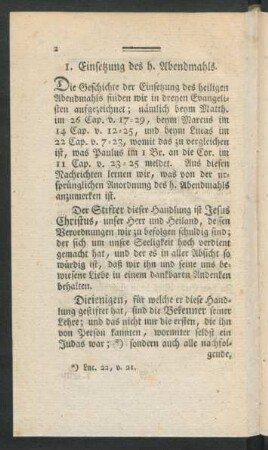 1. Einsetzung des h. Abendmahls.