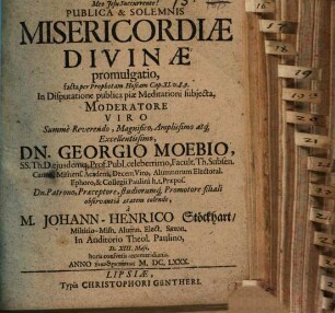 Publica et solemnis misericordiae divinae promulgatio, facta per prophetam Hoseam Cap. XI, v. 8. 9