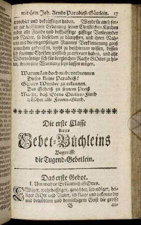 Die erste Classe dieses Gebet-Büchleins Begreifft die Jugend-Gebetlein