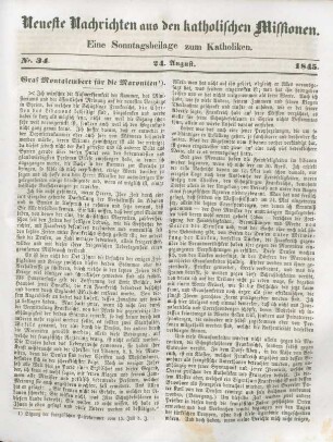 Neueste Nachrichten aus den katholischen Missionen Nr. 34