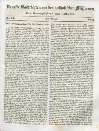 Neueste Nachrichten aus den katholischen Missionen Nr. 34