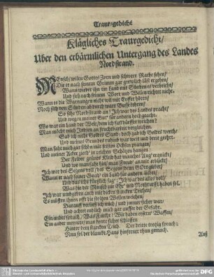 Klägliches Traurgedicht, Uber den erbärmlichen Untergang des Landes Nordstrand
