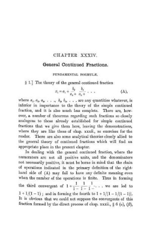 Chapter XXXIV. General Continued Fractions.