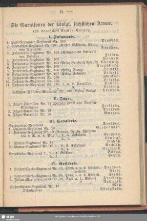 Die Garnisonen der königl. sächsischen Armee : (12. deutsches Armee-Corps)