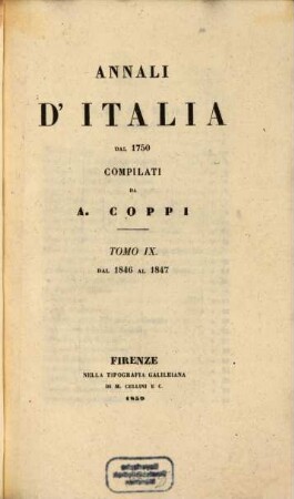Annali d'Italia dal 1750. 9, Dal 1846 al 1847