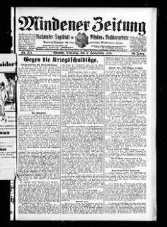 Mindener Zeitung : nationales Tageblatt für Minden u. Nachbargebiete : General-Anzeiger für den nördl. Reg.-Bezirk Minden