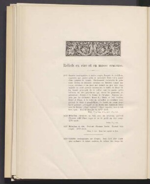Reliefs en cire et en masse craieuse