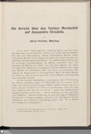Ein Bericht über den Turiner Mordanfall auf Alessandro Stradella