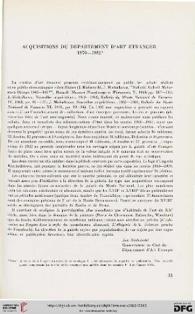 Acquisitions du department d'art étranger 1970-1981