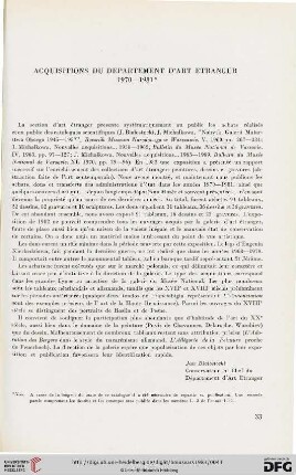 Acquisitions du department d'art étranger 1970-1981