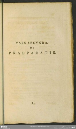 Pars Secunda. De Praeparatis