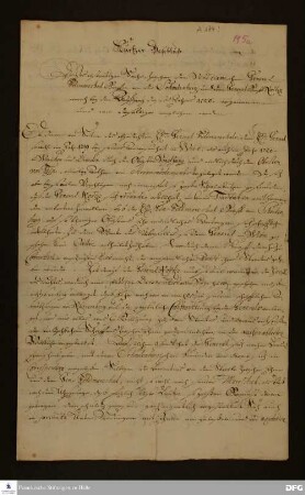 Beschluss über die Beilegung der Streitigkeiten zwischen Graf v. Nostitz und [J. M. ?] von der Schulenburg.