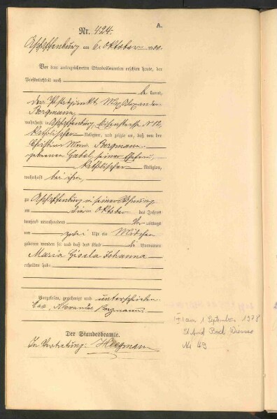 Standesamtsbuch der Stadt Aschaffenburg: Geburten 365/1900 - 184/1901