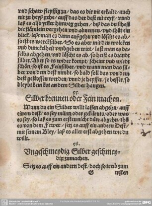56. Ungeschmeydig Silber geschmeydig zumachen.