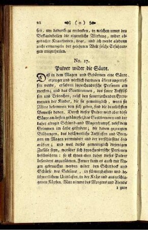 No. 17. Pulver wider die Säure.
