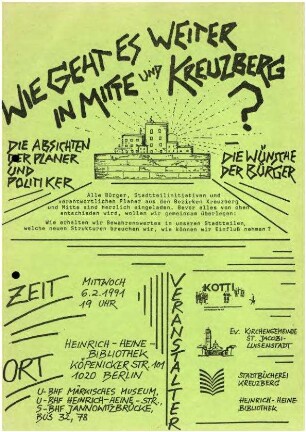 Flugschrift: Wie geht es weiter in Mitte und Kreuzberg? 1991