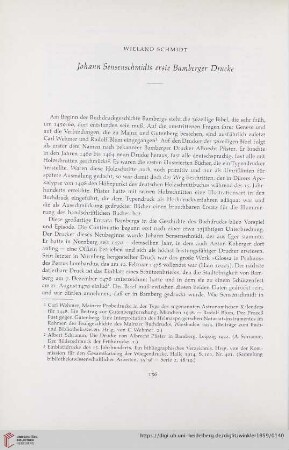 Johann Sensenschmidts erste Bamberger Drucke