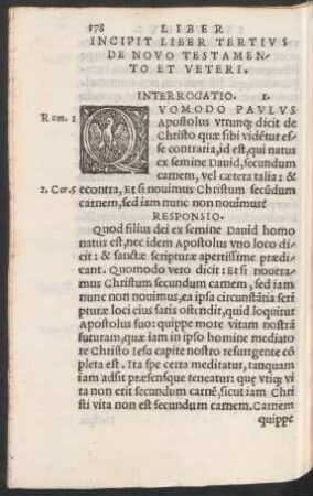 Incipit Liber Tertius De Novo Testamento Et Veteri.