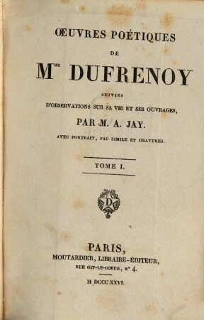 Oeuvres poétiques de Mme Dufrenoy : suivies d'observations sur sa vie et ses ouvrages. 1