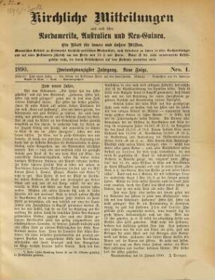 Kirchliche Mitteilungen aus und über Nordamerika, Australien und Neu-Guinea : Organ der Neuendettelsauer Mission. 1890 = N.F., Jg. 22