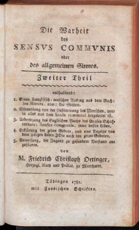 2: Die Wahrheit des Sensus Communis oder des allgemeinen Sinnes