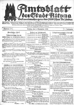 Nummer 47 : Freitag, den 4. November 1921