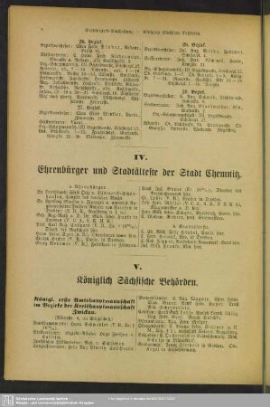IV. Ehrenbürger und Stadtälteste der Stadt Chemnitz