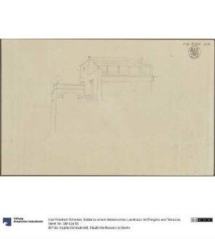 Skizze zu einem italienischen Landhaus mit Pergola und Terrasse