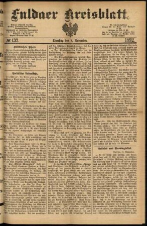 Ausgabe vom Dienstag, den 08. November 1892.