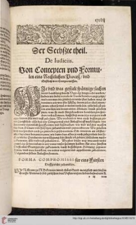 Der Sechste theil. De Iudiciis. Von Concepten und Formulen eins Rechtlichen Proceß/und erstlich von Compromissen.