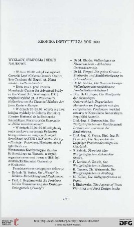 Kronika Instytutu za rok 1999