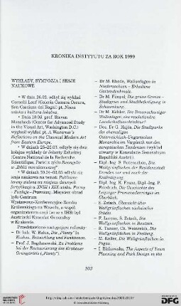 Kronika Instytutu za rok 1999