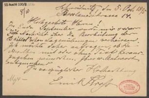 Brief an B. Schott's Söhne : 05.10.1895