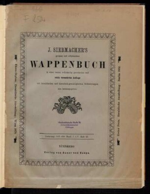 Bd. 1, Abth. 1, Teil 5: Wappen der deutschen Souveraine und Lande