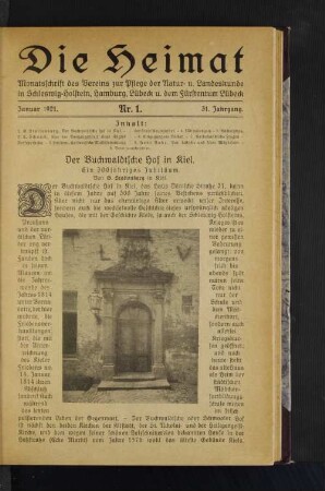 Januar 1921. Nr. 1. 31. Jahrgang.