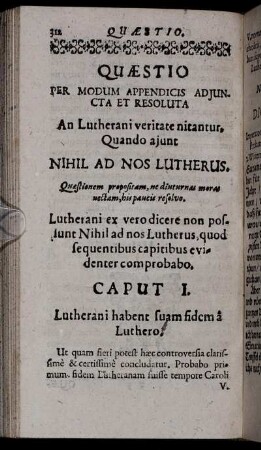 Caput I. Lutherani habent suam fidem a Luthero