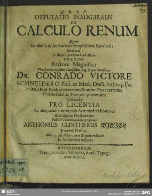 Disputatio inauguralis de calculo renum