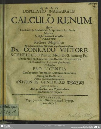 Disputatio inauguralis de calculo renum