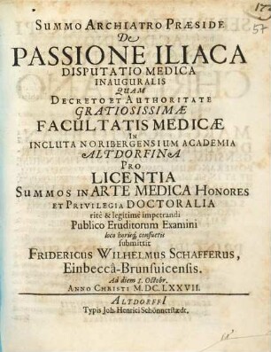 De Passione Iliaca Disputatio Medica Inauguralis