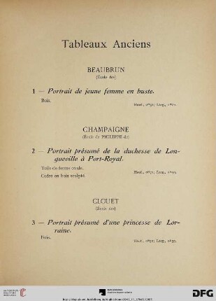 Tableaux anciens (Nr. 1-46)