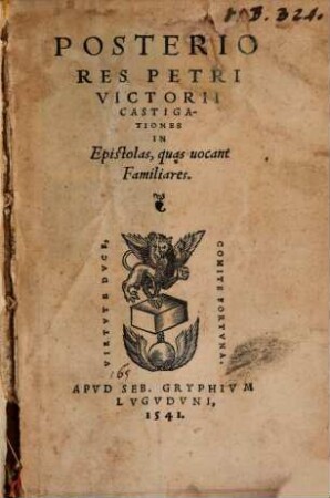 Castigationes posteriores in epistolas Ciceronis ... familiares