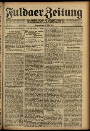 Erste Ausgabe vom Samstag, den 13. Mai 1916.